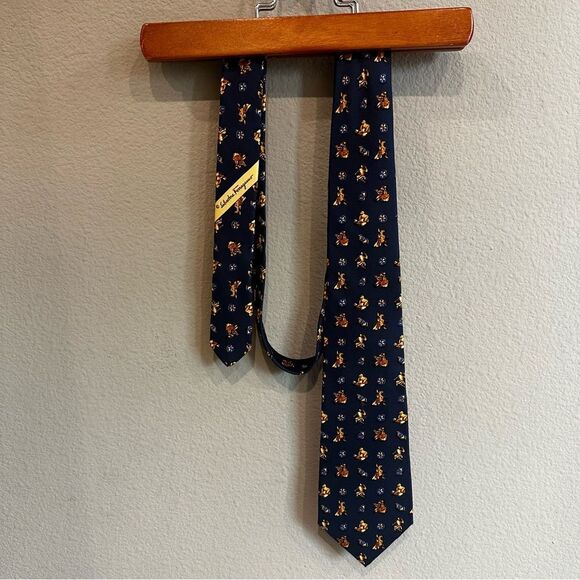 Ferragamo | navy and gold print neck tie silk necktie Greek gods - Picture 3 of 8